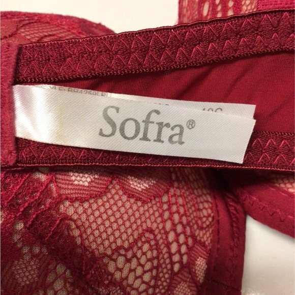 Sofra Lace Front Push Up Padded Bra with Underwire, Red, size 40C - Picture 5 of 10
